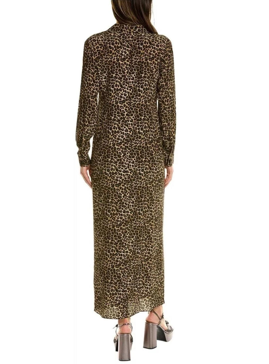 The Kooples Leopard Print 100% Silk Maxi Shirt Dress Size US S / FR 1 $490 NWT