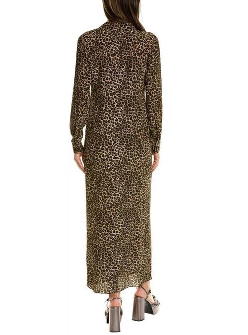 The Kooples Leopard Print 100% Silk Maxi Shirt Dress Size US S / FR 1 $490 NWT