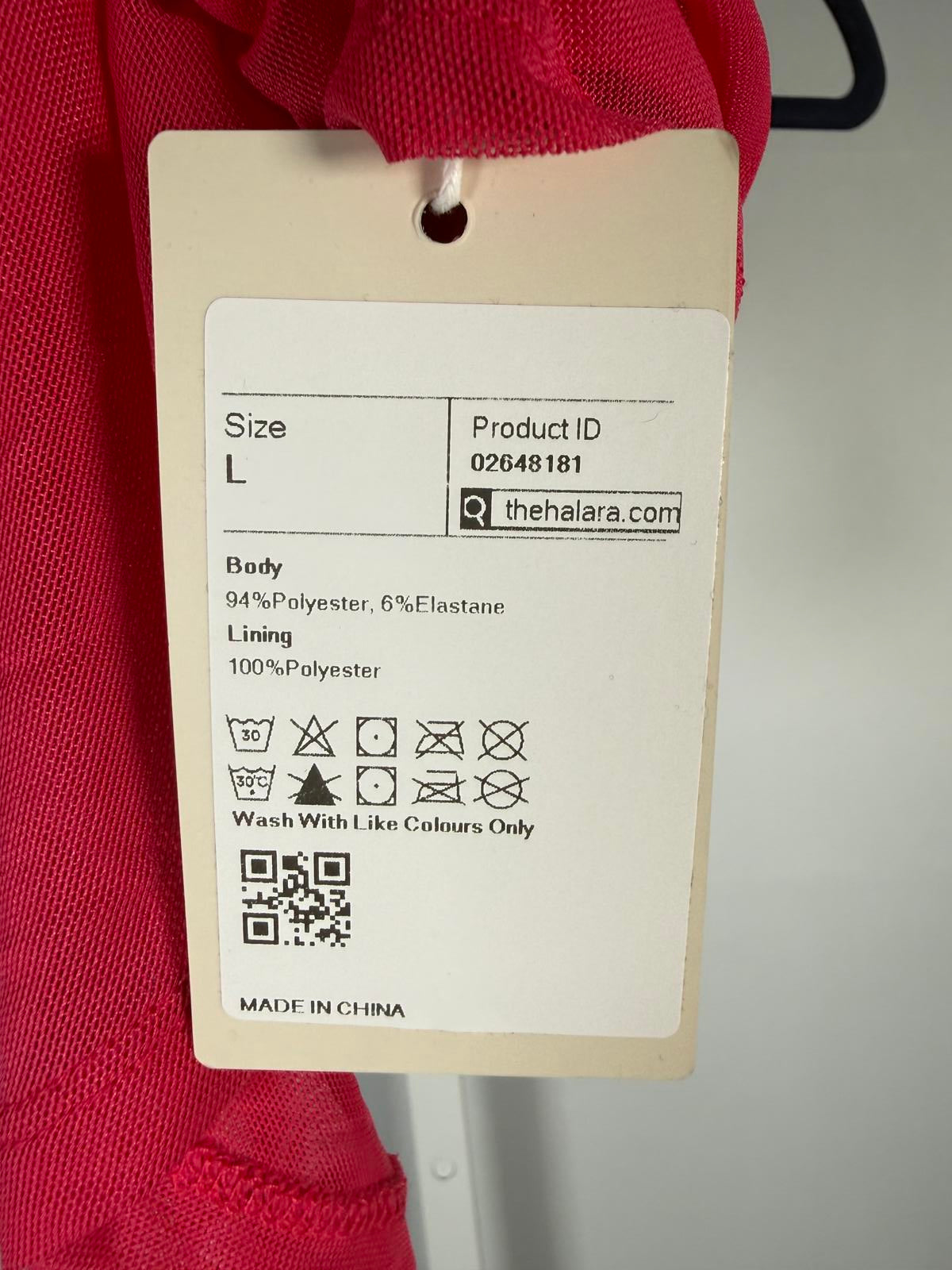 NWT Halara Long Sleeved Ruched Mini Dress Hot Pink Large