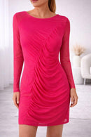 NWT Halara Long Sleeved Ruched Mini Dress Hot Pink Large