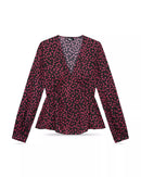 The Kooples Daisy Dots Silk Blouse Size US Large FR 3 Black Pink NWT $215