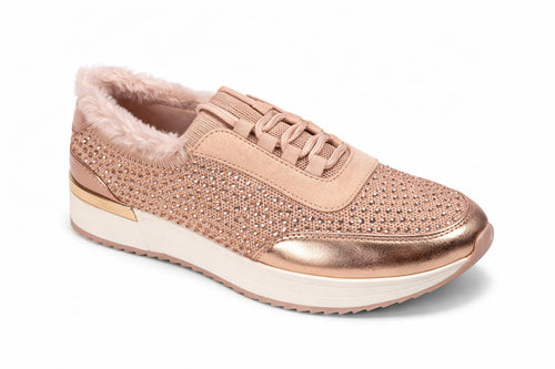 Kenneth Cole Reaction Shell Cari Faux Fur Jewel Jogger Sneakers US 6.5M NWB