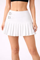 NWT Halara Pleated Skort 2-in-1 Buckle Detail White Tennis Golf Size XL