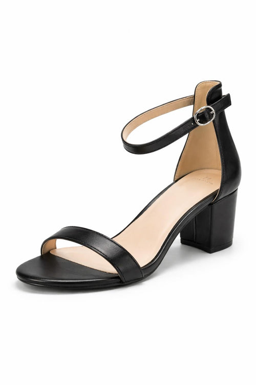 Halston Black Ankle Strap Block Heel Sandals Open Toe Size 9.5 NWB