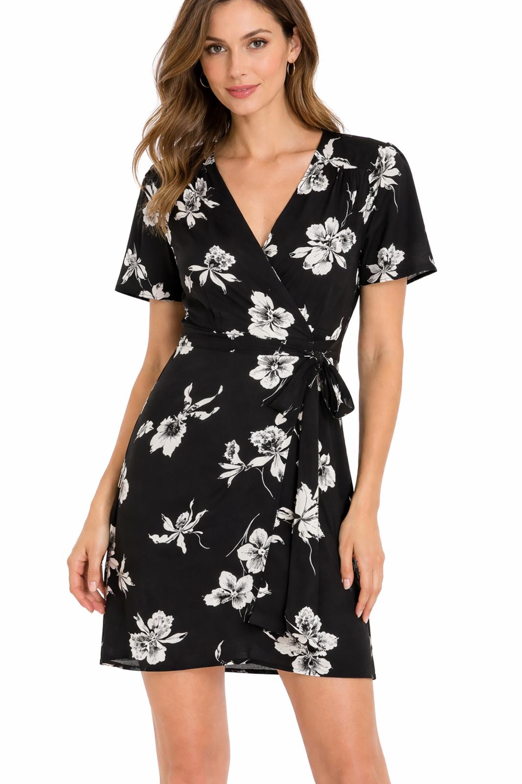 The Kooples Orchid Scarf Black Floral Wrap Dress Size 0 (US XS) NWT