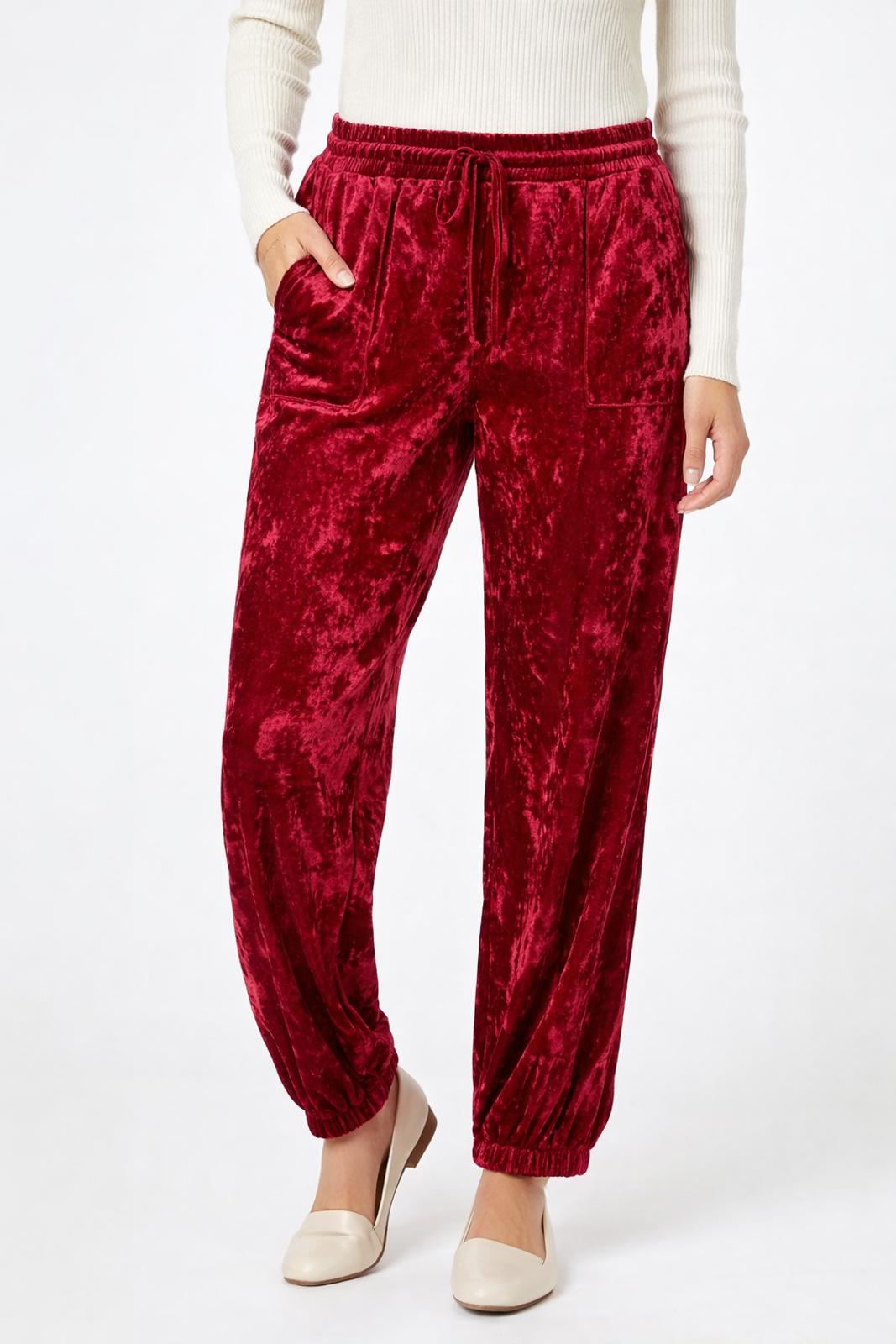 NWT One World Live and Let Live Red Crushed Velvet Jogger Pants Size 1X