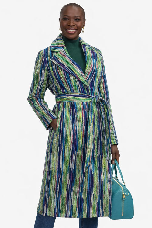 NWT Kathy Ireland Fashion 360 Faux Wool Belted Duster Coat Large