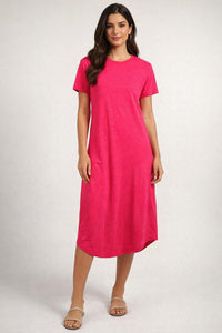 NWT Six/Fifty Women’s Pink Short Sleeve T-Shirt Midi Dress Size Small
