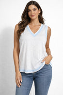 NWT Six/Fifty Women’s White V-Neck Sleeveless Tank Top Blue Trim Size XL