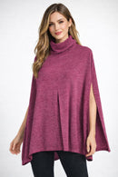 IMAN Women’s Berry Textured Cowl Neck Poncho Tunic Top Elbow Slit Size M/L