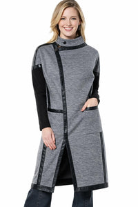 G By Giuliana Black Label Gray Faux Leather Trim Coat Jacket Size XL