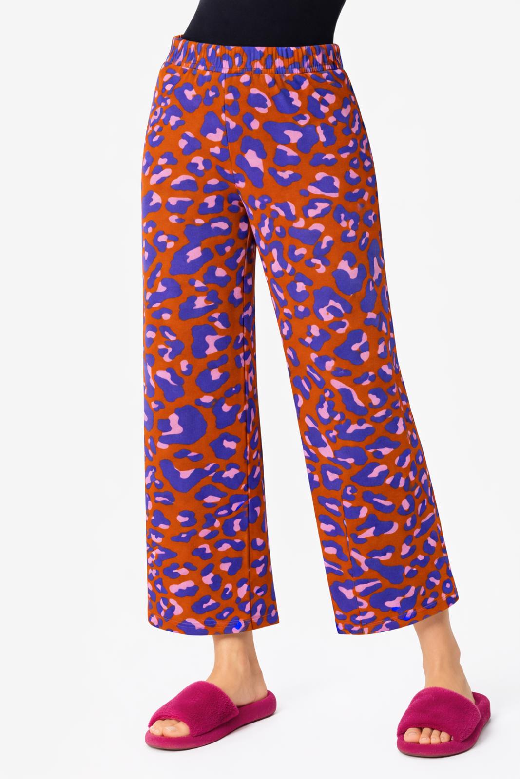 NWT IMAN Global Chic Orange Purple Animal Print Pants Medium