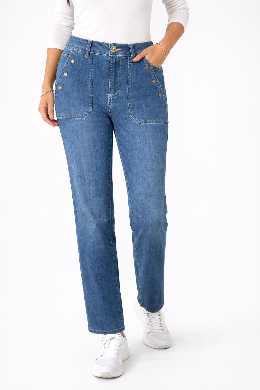 Belle by Kim Gravel Straight Jeans Women’s Medium Wash Size 10 Tall 33” Inseam