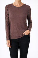 Colleen Lopez Brown Shimmer Long Sleeve Top Women’s Size XXS