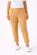 d&co Signature Womens Camel Pull-On Ankle Pants Button Hem Slit Stretch Size 1X