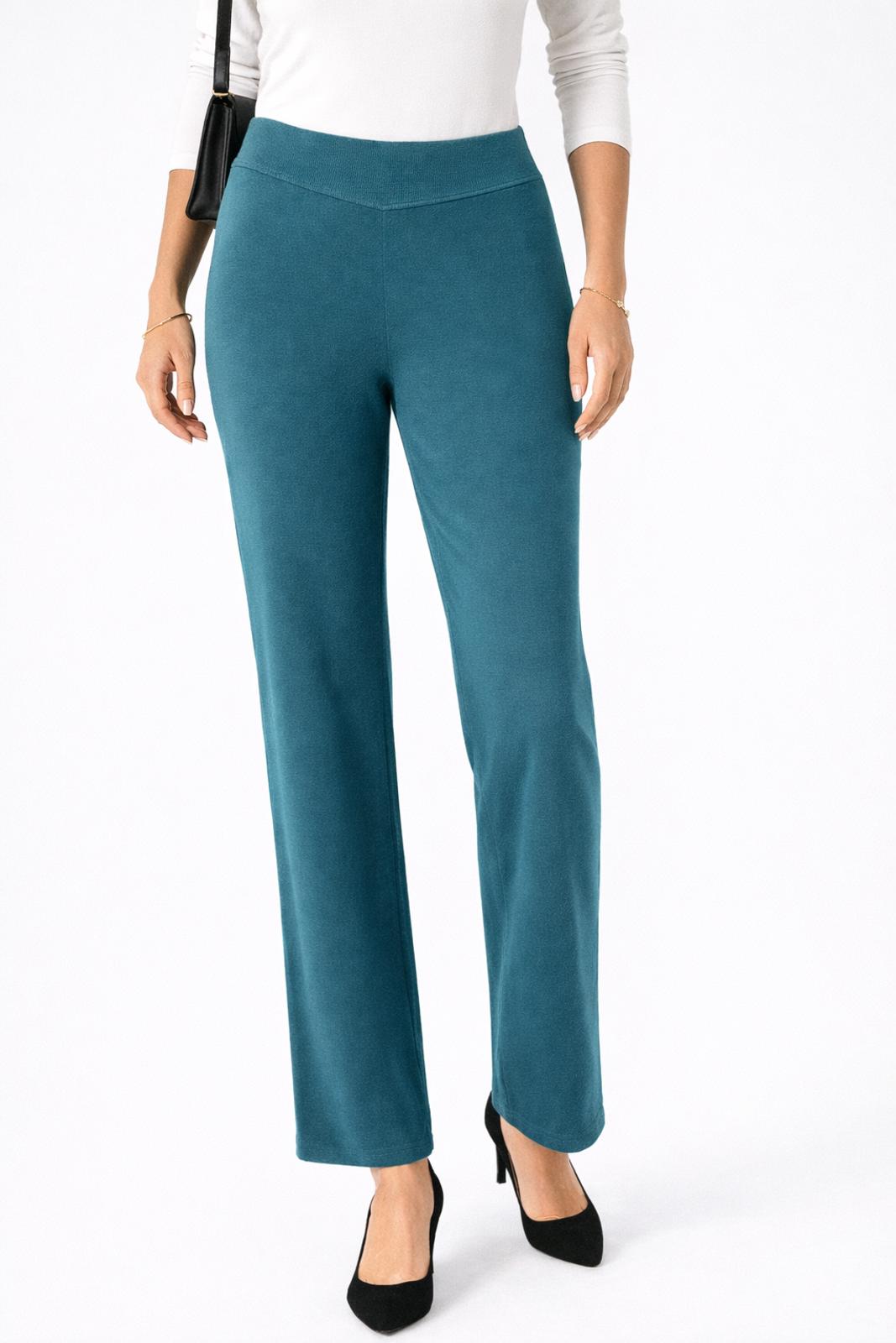 WynneLayers Women’s Teal Pull-On Knit Straight Leg Pants Size XXS