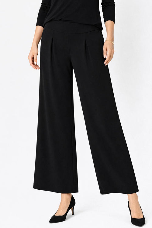Mynne Collection Gray Wide Leg Dress Pants Pleated Pull-On Elastic Waist PXXS