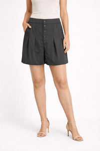 NWT Halara Button Front Pleated Shorts Black Size Large