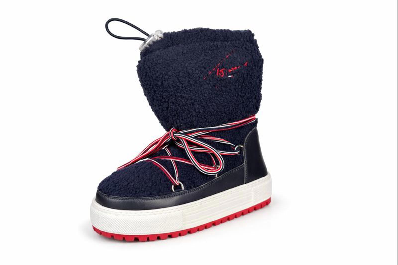 Tommy Hilfiger Signature Teddy Snow Boots Black Iris Women’s 7 EU 37 NWB