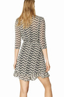 NWT The Kooples Jasmine Print Silk Wrap Dress Black Beige Floral Size 1 US XS-S