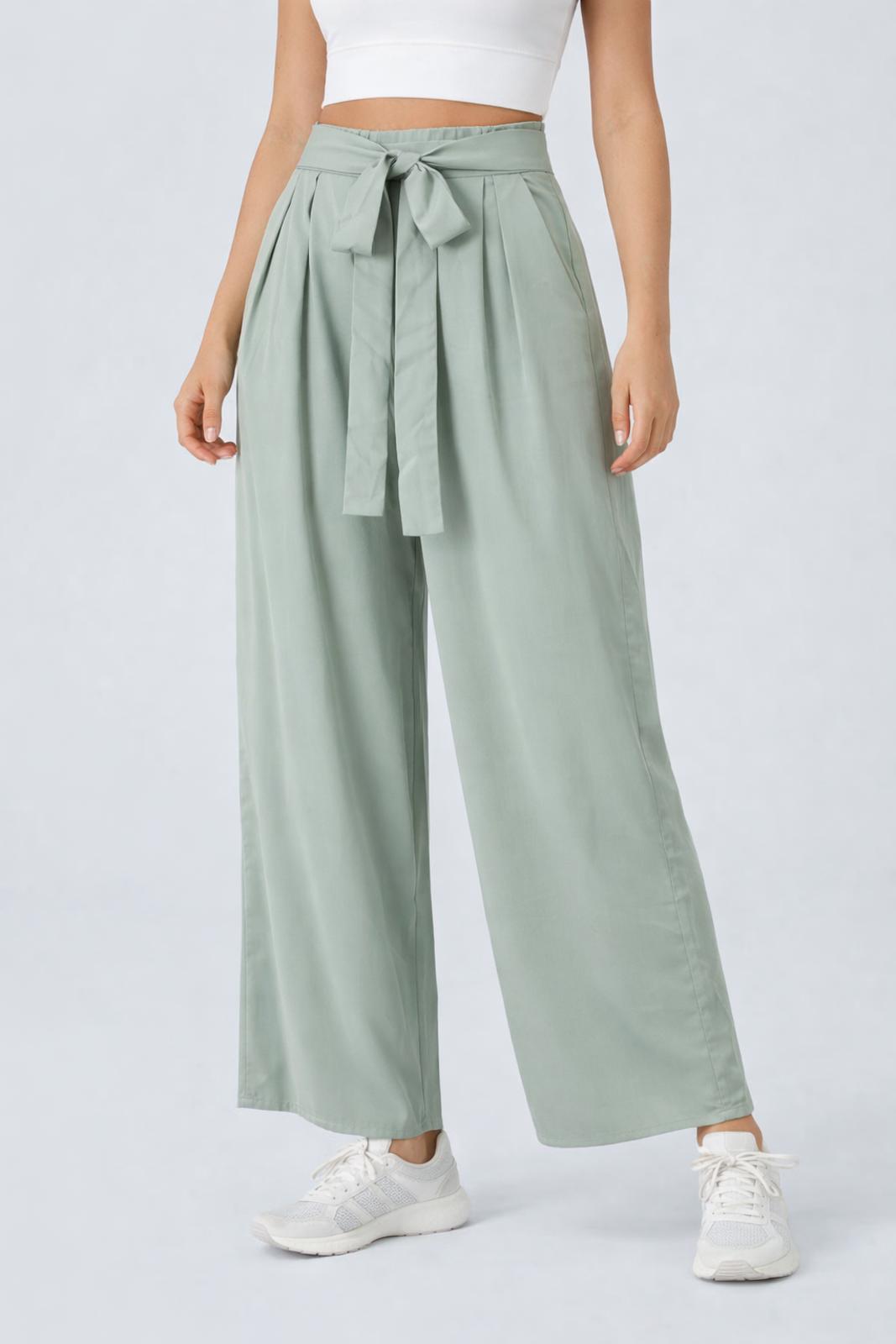 NWT Halara Soft Sage High-Waist Wide Leg Pants with Belt Size XS