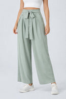 NWT Halara Soft Sage High-Waist Wide Leg Pants with Belt Size XS