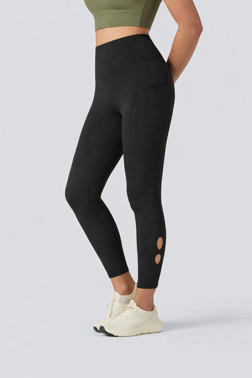 NWT Halara High Waisted Cut-Out Yoga 7/8 Leggings with Pockets Black XS