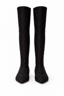 Casadei Black Lace Over-the-Knee Boots Pointed Toe Women’s EU 35 US 5 NWB