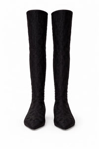 Casadei Black Lace Over-the-Knee Boots Pointed Toe Women’s EU 35 US 5 NWB