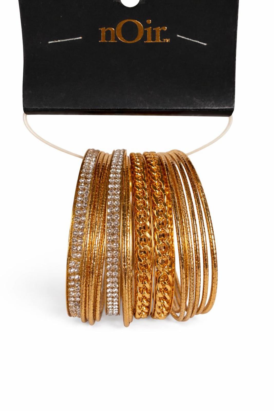 NWT nOir Jewelry Set of Gold and Rhinestone Bangles