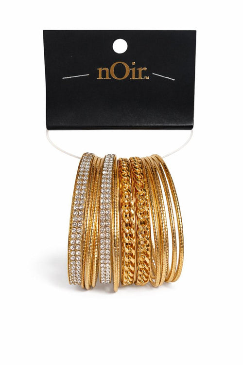 NWT nOir Jewelry Set of Gold and Rhinestone Bangles