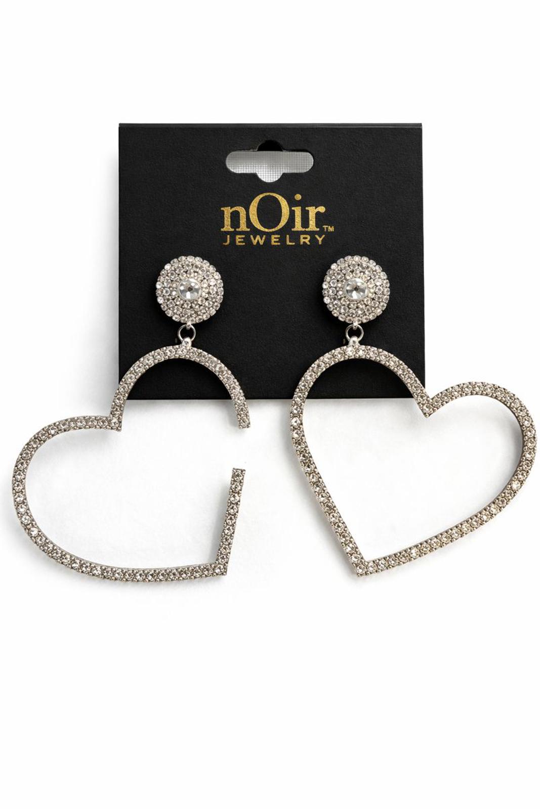 NWT nOir Jewelry Heart Shaped Rhinestone Earrings