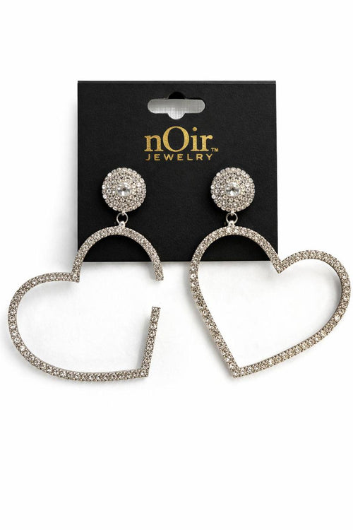 NWT nOir Jewelry Heart Shaped Rhinestone Earrings