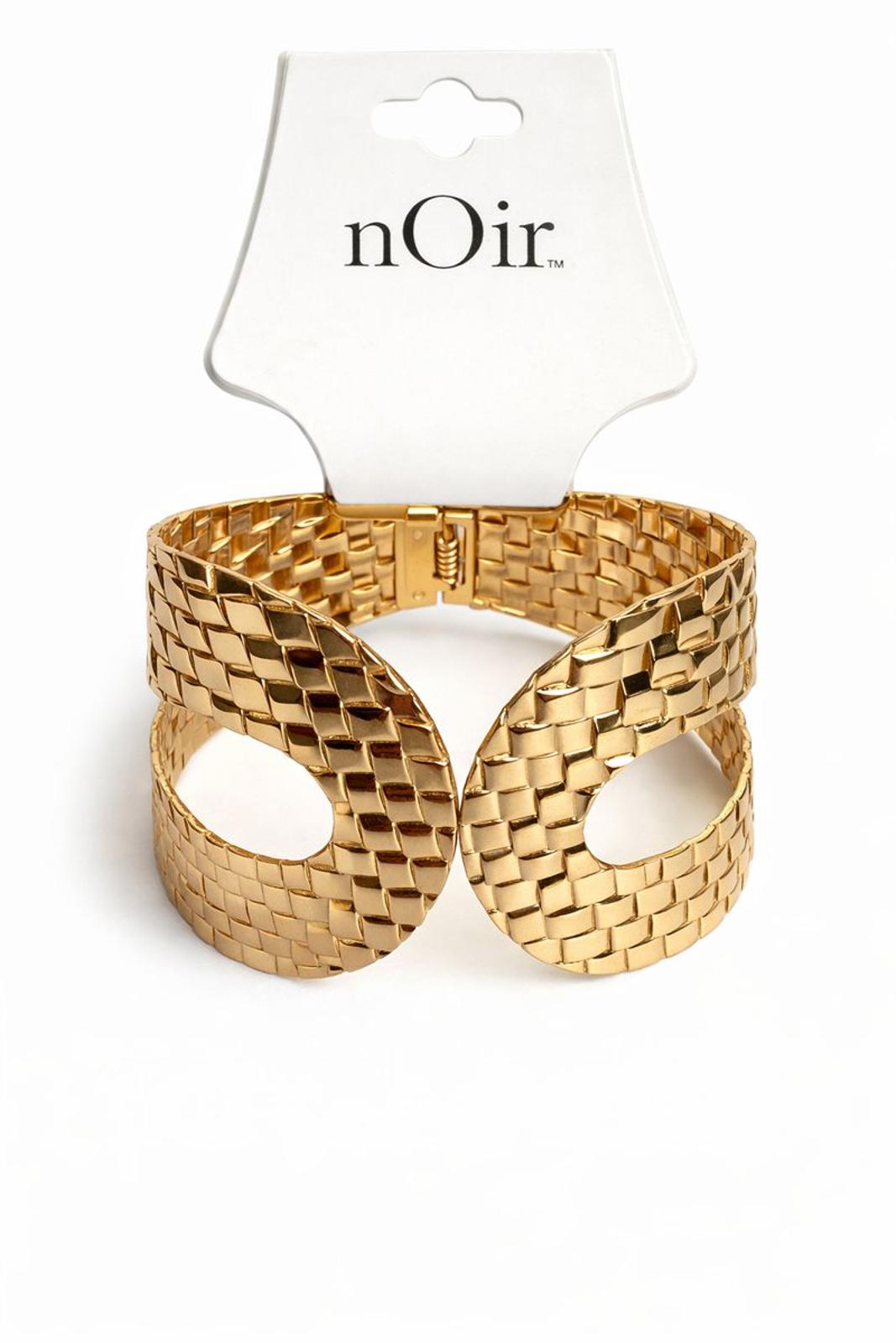 NWT nOir Gold Textured Open Cuff Bracelet
