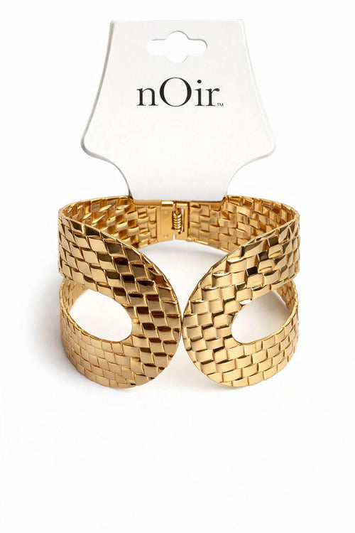 NWT nOir Gold Textured Open Cuff Bracelet