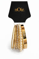 NWT nOir Gold Tone and Pearl Bangle Set
