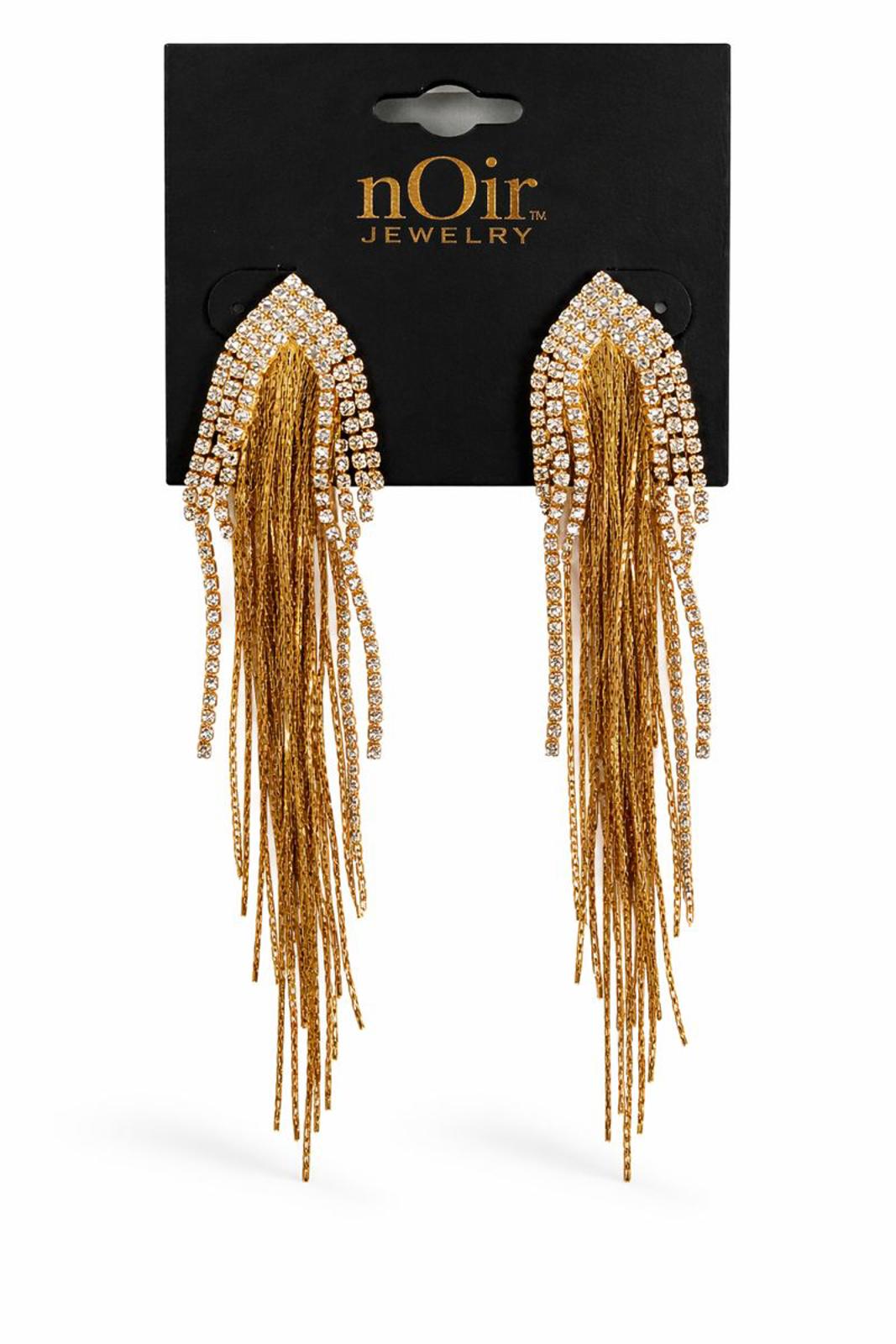 NWT nOir Jewelry Gold Tone and Rhinestone Dangle Earrings