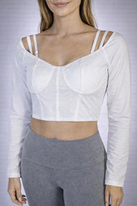NWT Halara Cropped Long Sleeve Yoga Top White Size XS