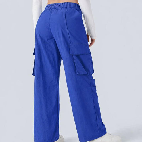 NWT Halara Mid Rise Button Zipper Side Pocket Wide Leg Cargo Pants Size Medium