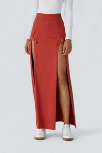 NWT Halara High Waisted Decorative Buckle 2-in-1 Maxi Casual Skirt Size XS