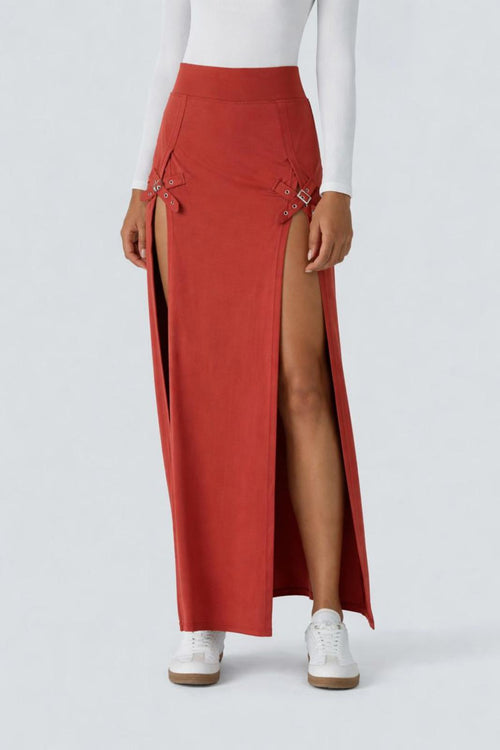 NWT Halara High Waisted Decorative Buckle 2-in-1 Maxi Casual Skirt Size XS