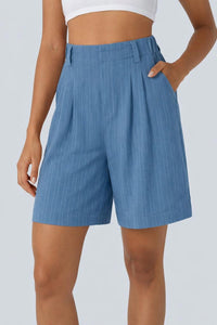 NWT Halara High Waisted Pocket Wide Leg Casual Linen-Feel Bermuda Shorts Size XS