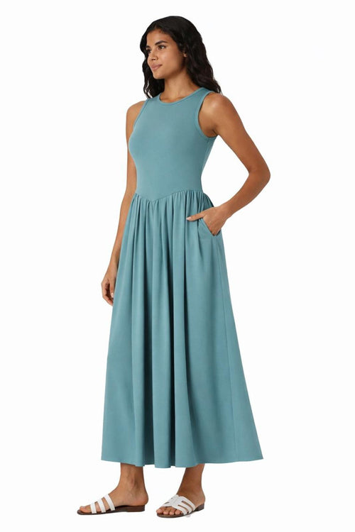 NWT Halara Women's Sleeveless Maxi Dress with Open Back in Blue Size XS