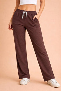 NWT Halara Women's Brown Casual Lounge Pants with Drawstring Waist Size Small