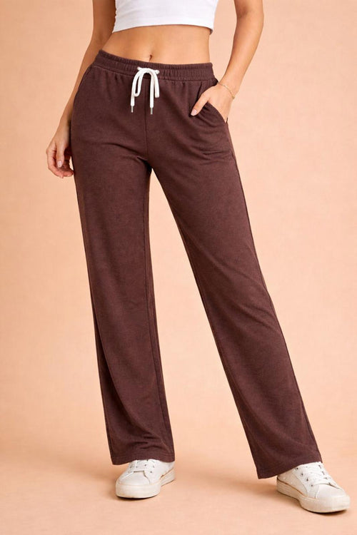 NWT Halara Women's Brown Casual Lounge Pants with Drawstring Waist Size Small