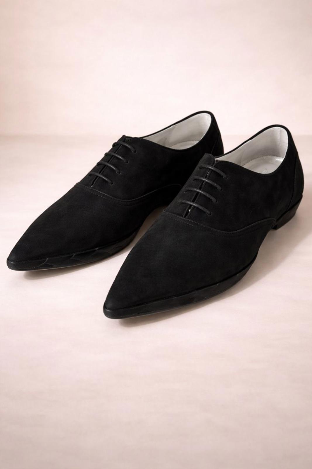 Philippe Model Black NWB Suede Pointed-Toe Lace-Up Oxfords Women’s US 5