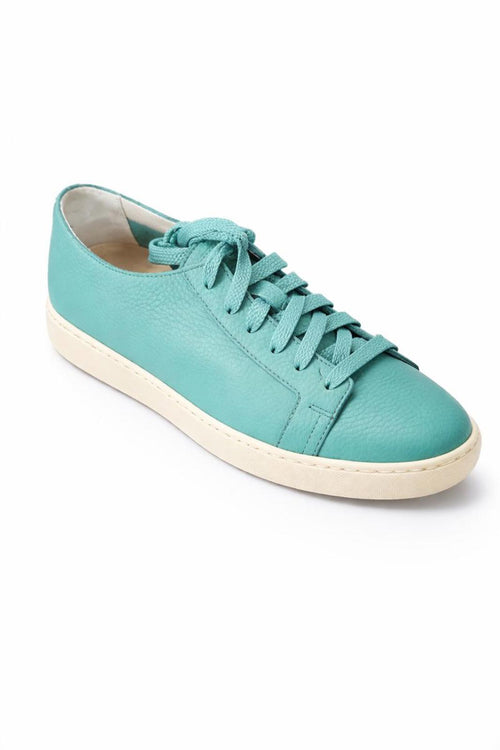 Santoni Teal Pebbled NWB Leather Low-Top Sneakers Women’s US 6 Luxury Designer
