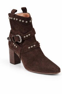 NWB Twin-Set TEXANO Dark Brown Suede Western Ankle Boots Size 5 Luxury Designer