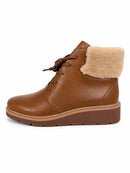 Clarks Andie Go Ankle Boots Brown Faux Fur Lined Lace Up Size 7.5