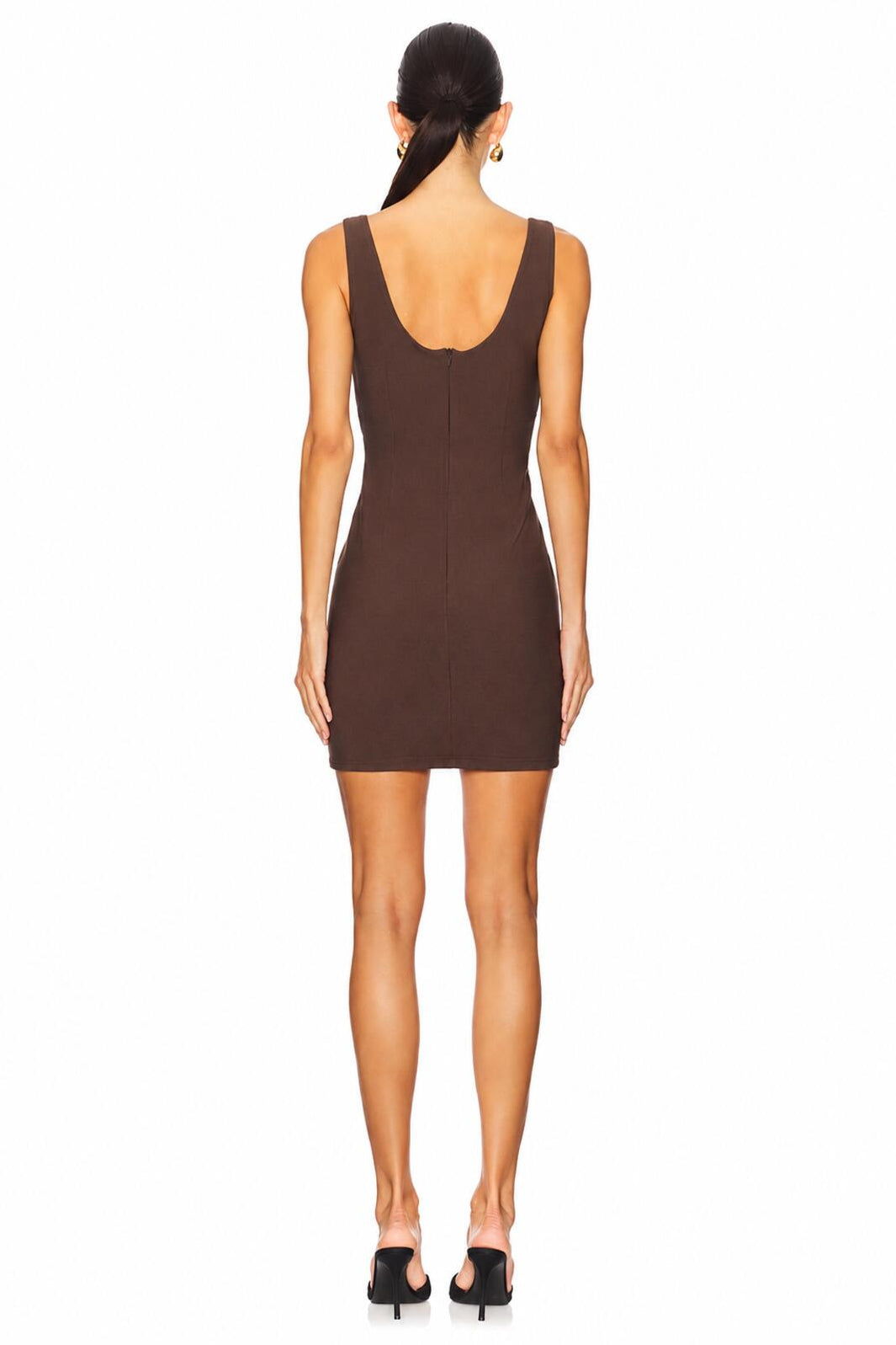 NWT Elliatt Nola Party Dress Brown Sleeveless Bodycon Mini Dress Size Large